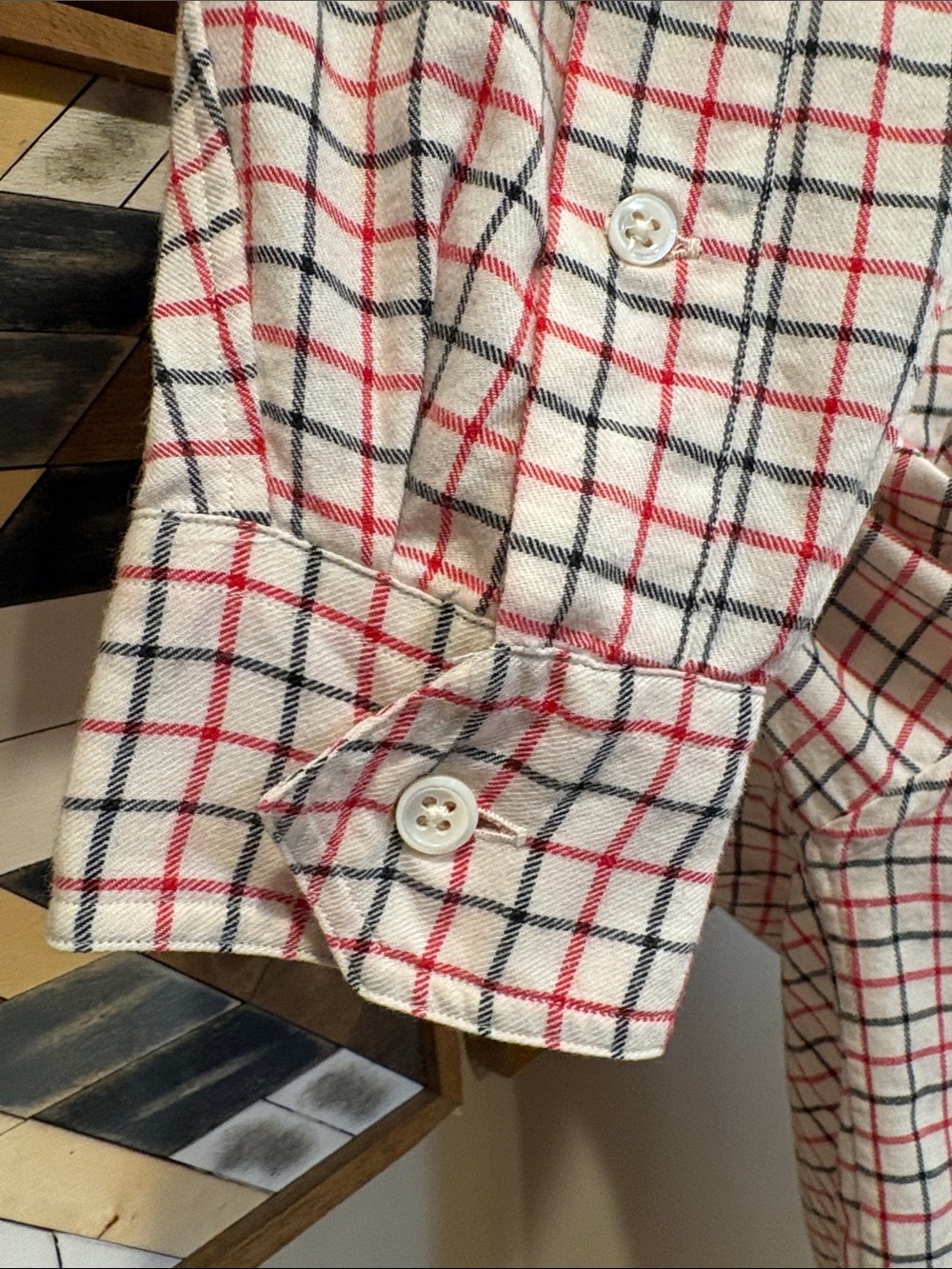 Vintage Ralph Lauren Equestrian Windowpane Check Cotton Wool High Neck Top 8 - Picture 10 of 13